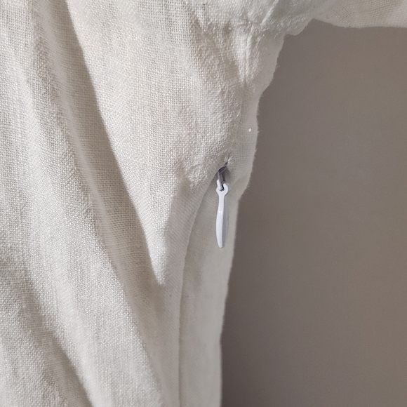 Eva Tralala Women Size S 100% Linen White Scoop Neck Pleat Side Zip Top Boho - Picture 10 of 15